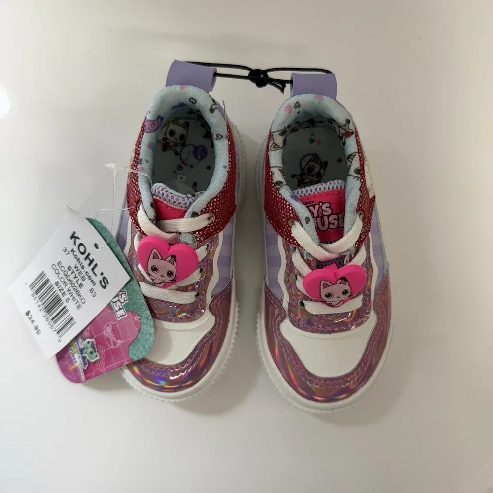 Girls Toddler Size 5 Gabbys Dollhouse Tennis Shoes NWT Sparkling Pink And White